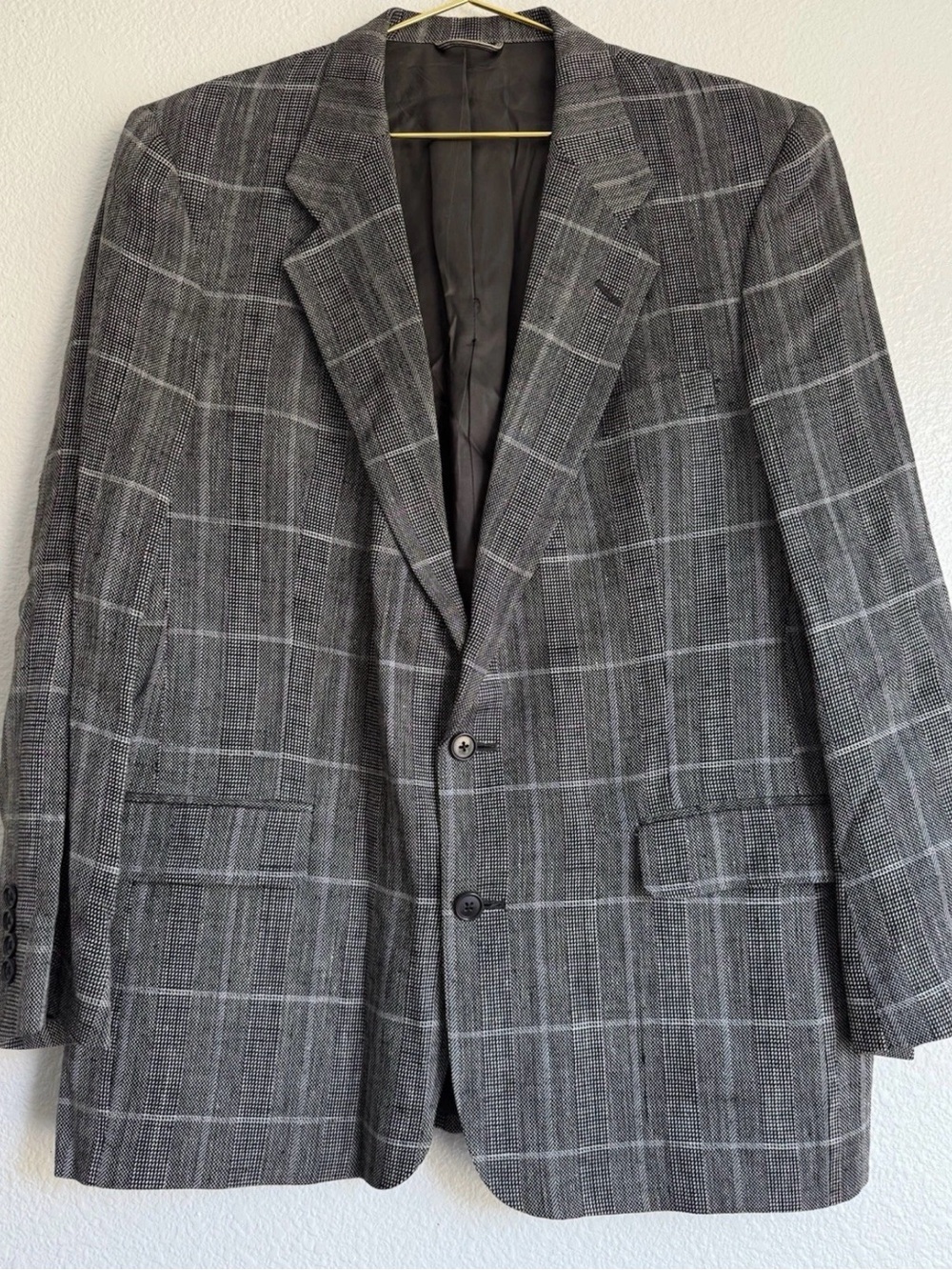 VTG Christian Dior Monsieur Mens Blazer 42R Gray Coat Plaid Business Preppy USA
